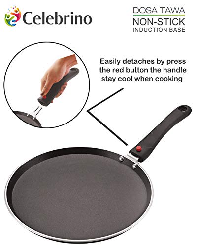 Image of Celebrino Pots & Pan 4 Pieces Set Heavy Guage 4mm Thick Aluminum Cookware for Induction /Electric /Ceramic /Gas Stove Tops |3-Layer Nonstick Coatings|Removable Heat-Resistant Handle, Black
