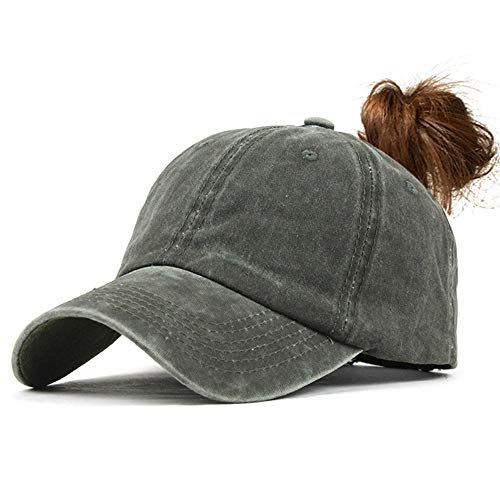 Criss Cross Hat Washed Distressed Baseball Cap Ponytail Hat High Messy Bun Ponycap for Women