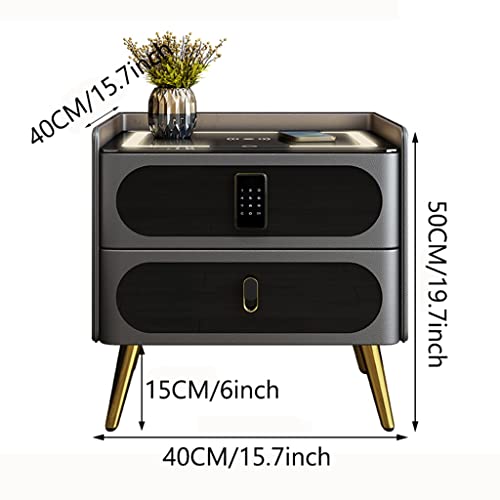 Table de chevet créative LED avec serrure à combinaison et chargeur induction - 4