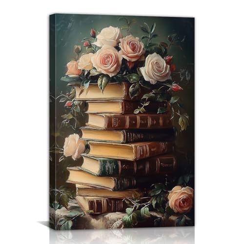 Vintage Flower Canvas Wall Art Floral Book Pictures Wall Art