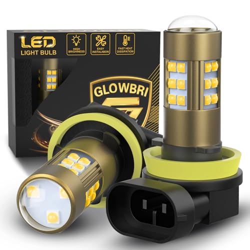 GLOWBRI H11 H8 H16 LED Fog Light Bulbs, 360° Illuminating Fog Bulbs,3000K Warm yellow Light, 600% Brightness Boost, H11 Fog Light Bulbs for Car, Running Board Light Assemblies, Plug and Play
