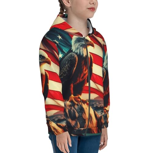 American Flag Eagle Kid Hoodies Boys Zip Up Sweatshirts Girls Pullover with Pocket4