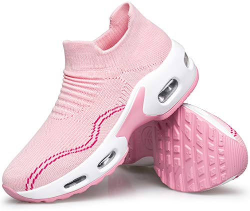 Image of DOUSSPRT Womens Walking Shoes Slip on Sock Sneakers Lady Girls Nurse Mesh Air Cushion Platform Loafers Fashion Casual