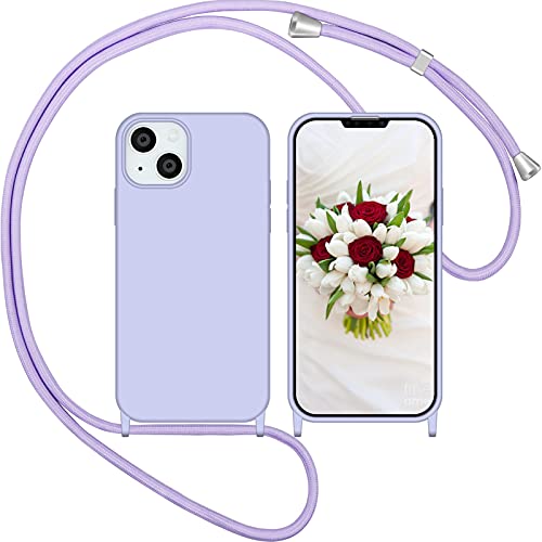 Nupcknn Custodia in silicone con corda per iPhone 13, custodia morbida in silicone con cinturino regolabile, collana con cordino da collo 1,5 m (viola) Nupcknn Custodia in silicone con corda per iPhone 13, custodia morbida in silicone con cinturino regolabile, collana con cordino da collo 1,5 m (viola)