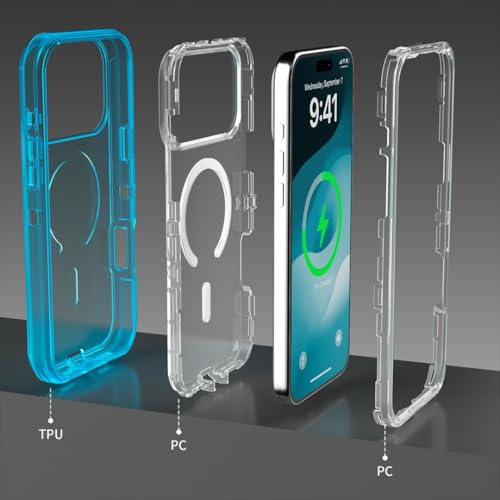 Coque iPhone 14 Pro Max antichoc de qualité premium transparente gris violet