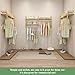 EDCB Industrial Pipe Clothing Rack Wall Mounted - Heavy Duty 2-Tier Closet Organizer with Wood Shelves & Dual Hanging Rods for Bedroom/Retail Store, Gold