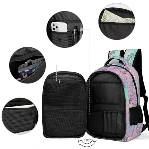Men's Commuter Bag Large Travel Bag Portable Work Backpack With Double Zippers Mermaid Tail3