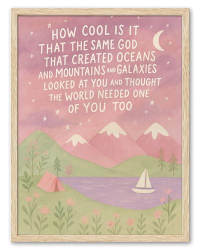 KensTro Natural OAK Wood Same God Creation Framed Wall Art,12x16in