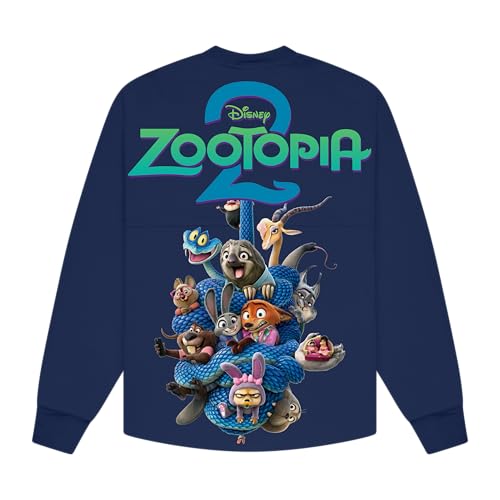 Spirit Jersey Zootopia 2 Official Disney Collection Long Sleeve Oversized Pullover Shirt Unisex Relaxed Fit Heavy Pre-Shrunk 100% Cotton Midnight Blue XS