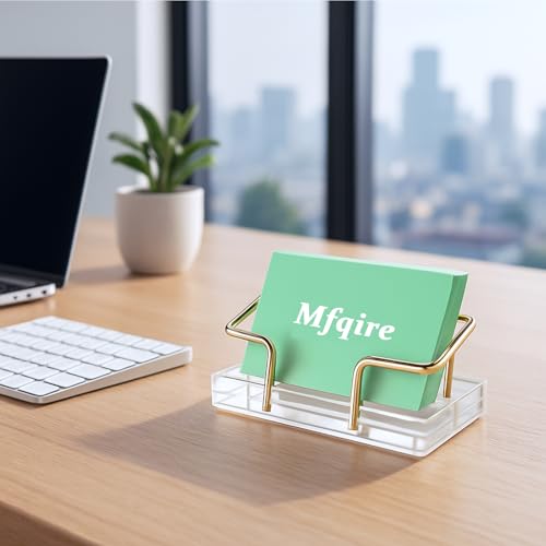 2 Stück Visitenkartenhalter Acryl Visitenkartenständer Visitenkarten Aufbewahrung Visitenkartenbox Premium Business mit Golden Card Holder für Büro, Empfangstheke Messestand (2 Stück Acryl mit Golden)