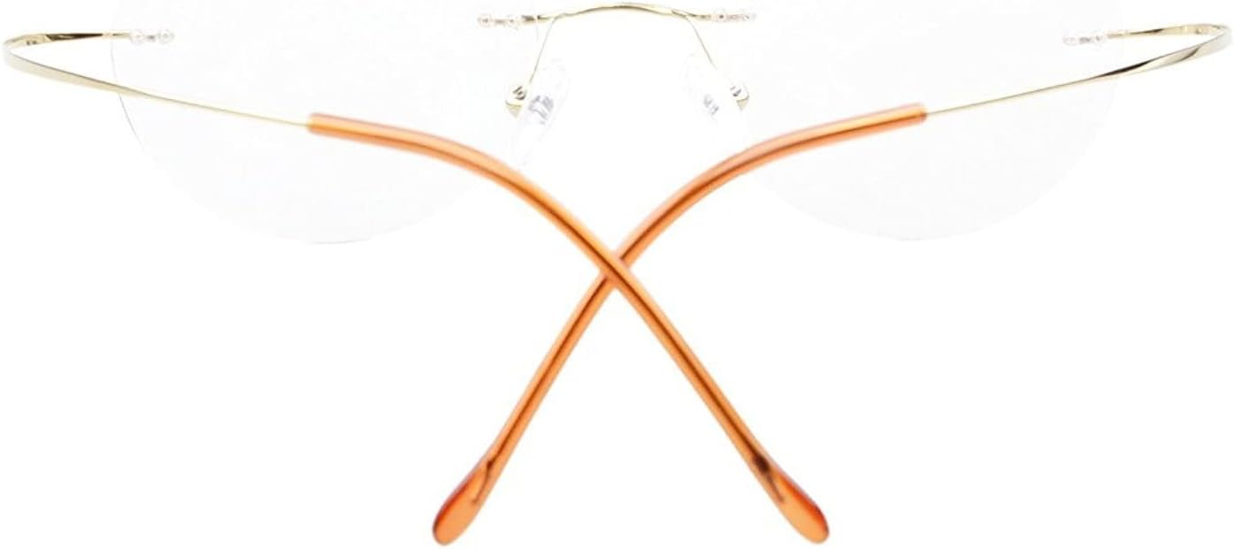 Eyekepper Titanium Rimless Round Eyeglasses 43mm Circle Optical Frame Gold