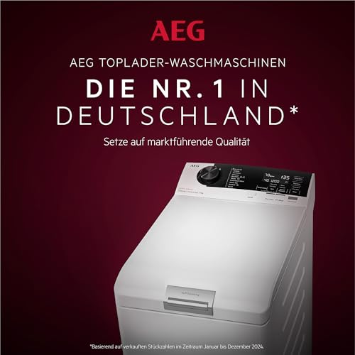 AEG Waschmaschine Toplader, 40 cm, Testsieger Stiftung Warentest, 6 kg, Serie 7000 ProSteam-Dampf-Programm – Weniger Bügeln & mehr Frische, Mengenautomatik, Inverter Motor, 1200 U/min, LTR7A70260