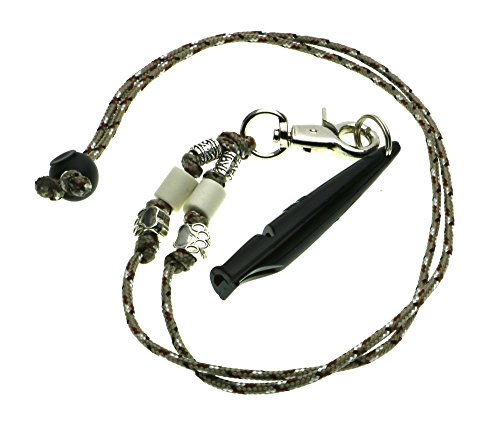 KulturGUT-shop Silbato para Perros, frecuencia 221,5 Hz, Ideal para la educación y formación del Perro con Cinta Decorativa de Paracord con Perlas EM y Colgantes.