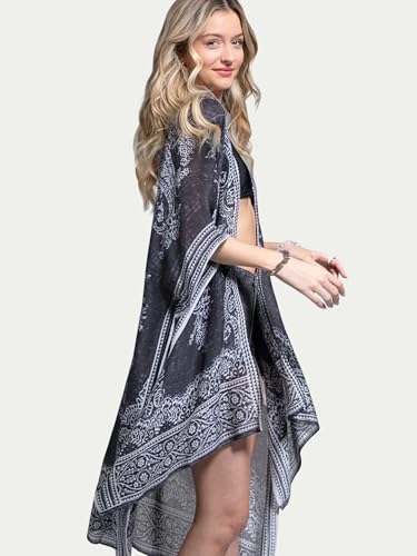 Image of Breezy Lane Women's Kimono Cardigan Summer Swimsuit Coverups Beach Cover Up with Floral Print for Vacation