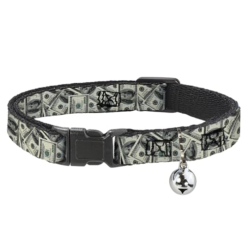 Collar de gato breakaway Buckle-Down Benjamins2 ajustable con cascabel 2