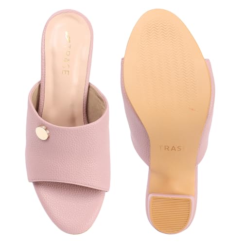 Image of TRASE Women's Slip-On Block Heels Sandals| Fashionable Sandals for Women & Girls | Light weight, Soft Footbed, Comfortable & Stylish - (47068)