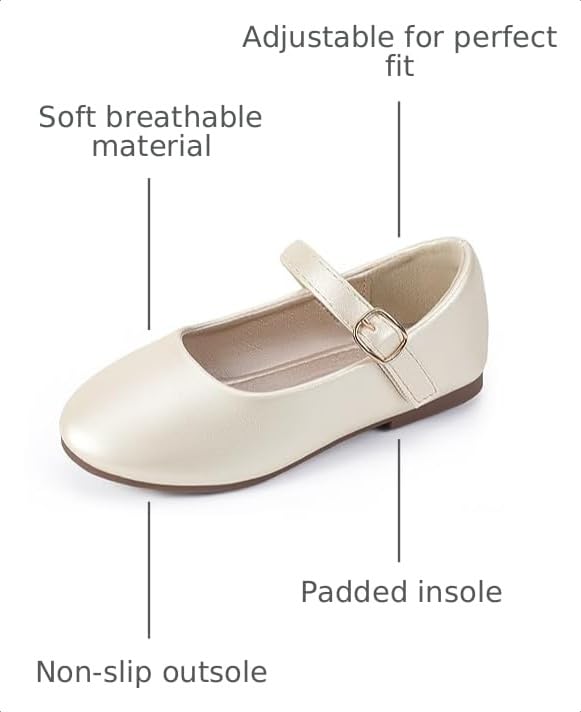 PANDANINJIA Rena Girls Dress Shoes Mary Jane Ballet Flats Back to School Uniform Shoes for Toddler/Little Kid by PANDANINJIA - Used condition - Image 3