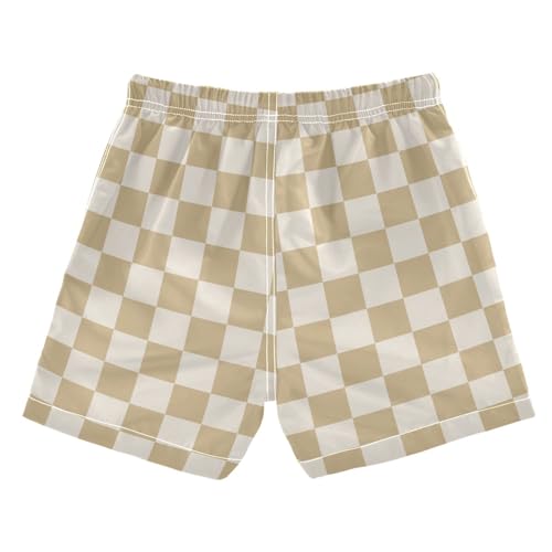 Brown Checkerboard Boys Swim Trunks Buffalo Checkered Plaid Toddler Beach Board Shorts Baby Summer Bathing Suit 3T2