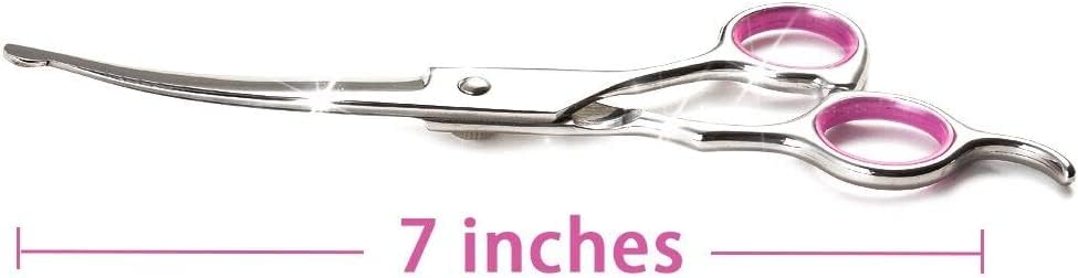 Dog Grooming Scissors Curved 7 Inch Stainless Steel with Safety Round Tips Professional Pet Grooming Shears for Dogs and Cats Dog Grooming Scissors Curved 7 Inch Stainless Steel with Safety Round Tips Professional Pet Grooming Shears for Dogs and Cats