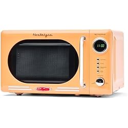 1 of Nostalgia Countertop Microwave Oven with Easy Clean Interior- Retro Microwave with LED Display & Child Lock- Compact 0.7 Cu. Ft Oven With 12 Pre-Programmed Settings for any kitchen-700-Watts-Orange