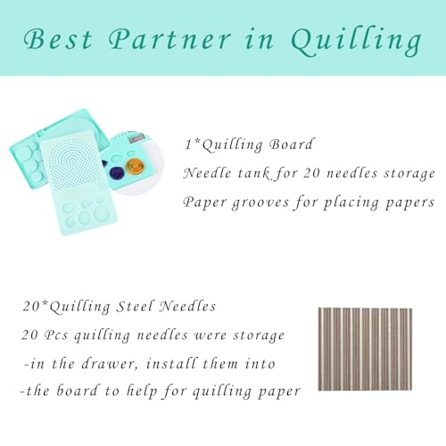 WLICCHS Paper Quilling Kits Quilling-Werkzeug Quil Board mit Pins Storage Light Blue Grid Guide und Quilling Template für die Papierherstellung Winder Roll Square Craft Heimwerkzeug
