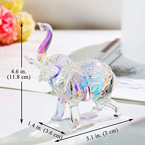 Image of YWHL Iridescent Glass Elephant Gifts for Women, Crystal Elephant Figurine