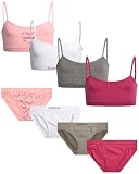 bebe Girls Underwear Set - 8 Piece Seamless Cami Training Bra and Matching Panties for Girls, Size Medium, Candy Pink