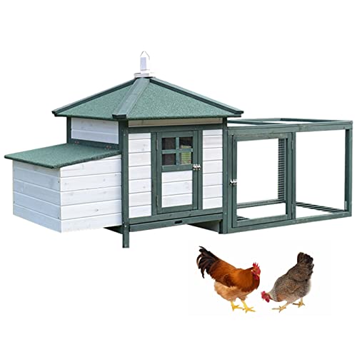 KKVV Kaninchenkäfig Outdoor Hühnerstall, Hölzerner Hühnerstall mit Nistkasten & Wasserdichtes Dach, Großer Geflügelkäfig…