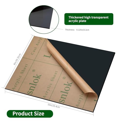 Image of Lesnlok Black Transparent Acrylic Sheet 1 /8 inch Thick 3mm 2 Pieces 8 x 10 Clear Plexiglass Sheet for Sign,Craft,Painting,Laser Cutting,DIY Display Projects (2, Black, 8 inchx 10 inch)