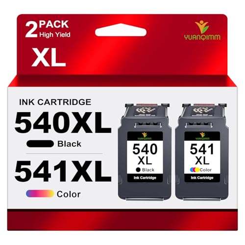 540XL 541XL Multipack Compatible avec Les Cartouches d'imprimante Canon 540 541 PG-540 Noir CL-541 Couleur pour Canon Pixma TS5150 TS5151 MG3650 MG3550 MX535 MG3150 MG3250 MG4250 (1 Noir, 1 Couleur)