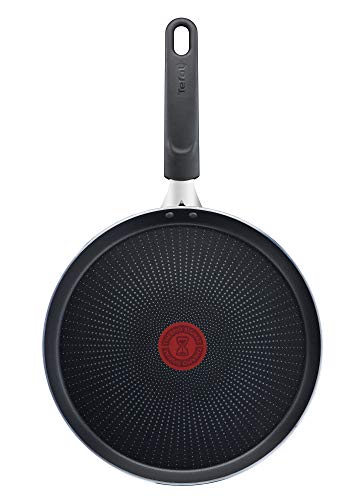 Tefal, C38510 XL Force, padella per crepe, 25 cm, rivestimento antiaderente, resistente, segnale termico, fondo Diffusion Base, forma extra larga, manico stabile, colore: nero
