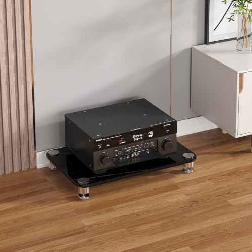 Soporte Rack Hi-Fi para tocadiscos en vidrio templado negro mate 2