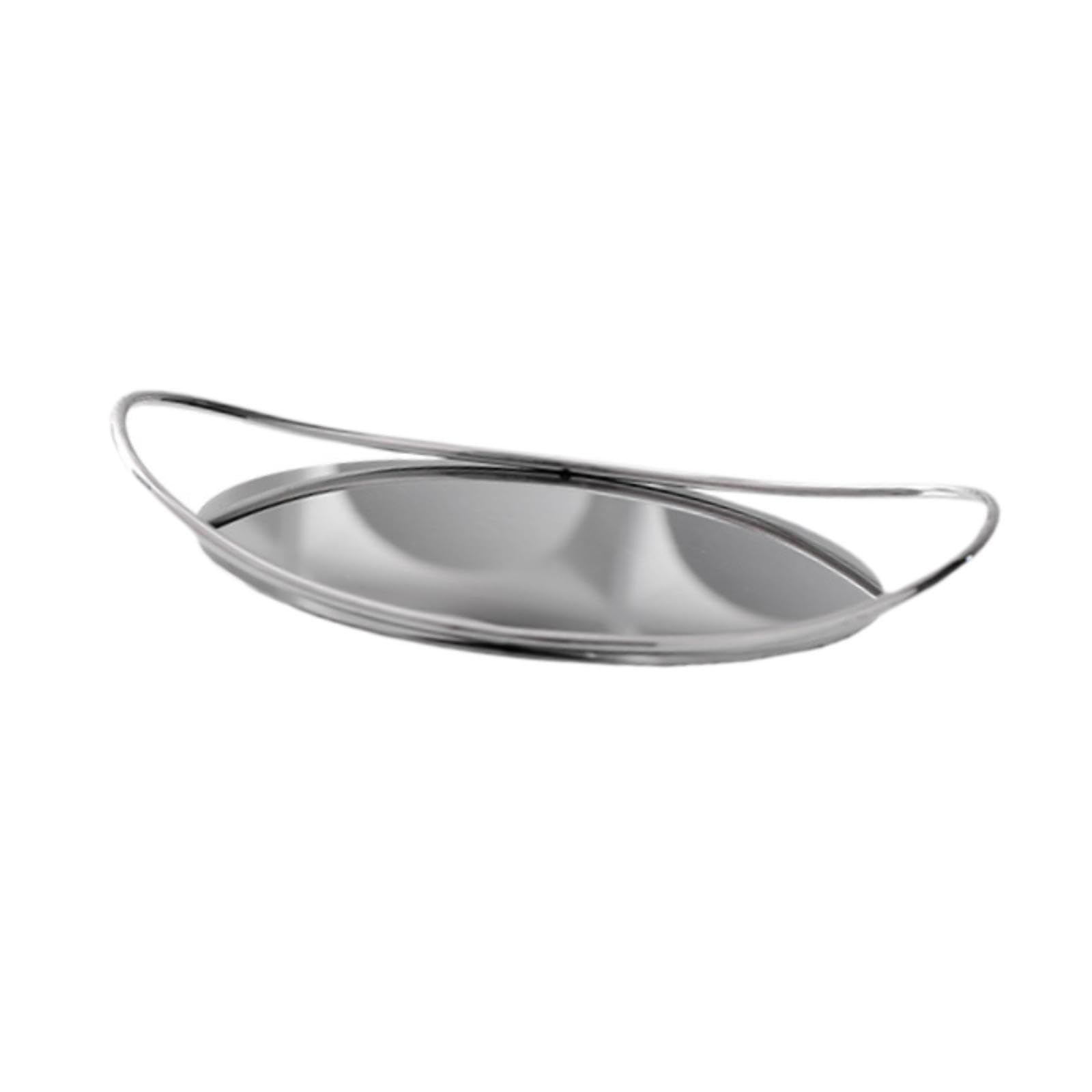 Bandeja Espejo Soporte de Organizador para Servir Postres Frutas Bandeja Decorativa Asas Metálicas Antideslizantes Adecuada para Bar Boda Regalo, Plata, Individual