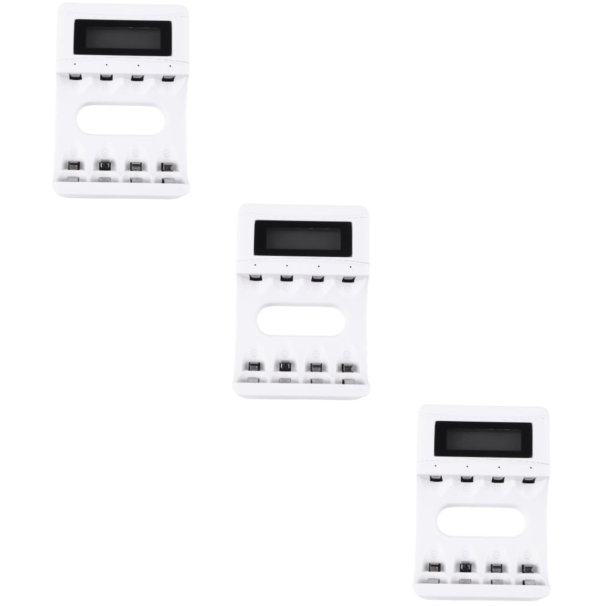 Uonlytech Cargador De Batería Recargable De 3 Piezas Y 4 Bahías con Pantalla LCD para Baterías Recargables C