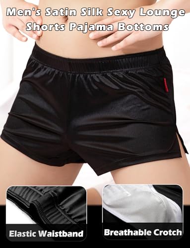 Mens Satin Silk Boxers Sexy Lounge Shorts Low Rise Pajama Bottoms Silky Sleep Briefs Underpants4