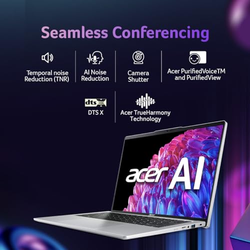 Image of Acer Swift Go 14 Built-in AI PC Premium Laptop Intel Core Ultra 7 155H (14-inch IPS Touchscreen WUXGA /16GB /1TB SSD /Intel Arc Graphics /1440p Camera with Shutter /Win11 /MSO)SFG14-73T, Pure Silver, 1.3 Kg