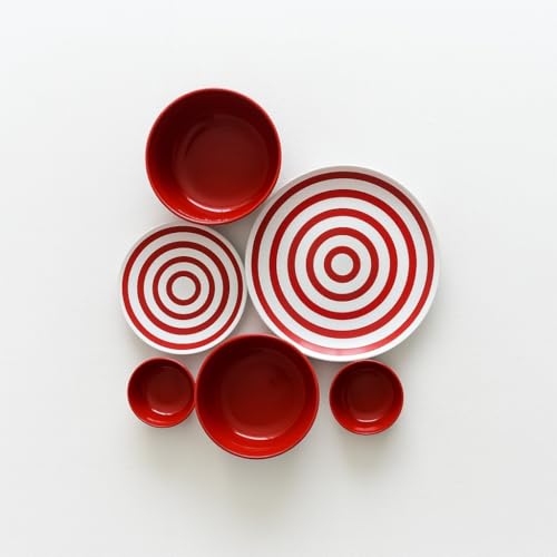Image of BlackCarrot Ceramic Dinner Set, 21 Pcs, Red | Stoneware Series | Crockery Set for Dining Table | Dining Sets Crockery Items | Glossy Finish | Premium Ceramic (Red, 21 Pieces)