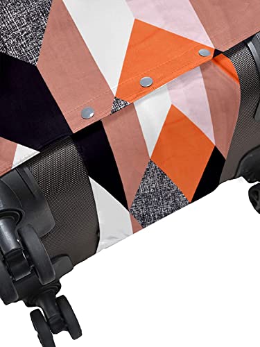 Image of Cortina Geometry Design Eco-Friendly Luggage Protective Cover | Large | Fits 26-30 Inch Luggage | Polyester-Spandex | 72cm (28 inches) | Travel Suitcase Protectors | Anti Scratch | Pack of 1 | Orange
