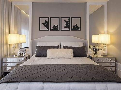 Quadro Gato Mdf Vazado Preto Decorativo Cat Escultura Gatos em Mdf