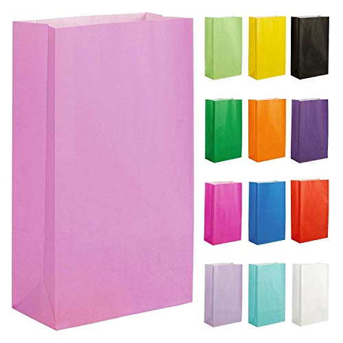 Thepaperbagstore 50 Rosa bebé Bolsas de Papel para Fiestas 14 x 24.5 x 7 cm - Bolsas de Regalo de Papel Coloridas para Fiestas Infantiles y de Adultos, Cumpleaños, Bodas,Despedidas de Soltera y Dulces