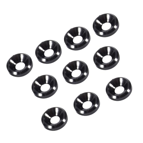 Aluminum Alloy M3 Countersunk Head Washers, 10pcs Black, Anodized, for Screw Heads