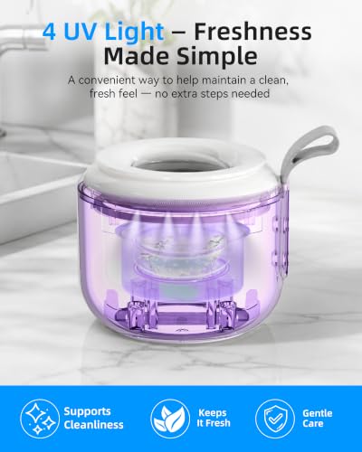 Image of Ultrasonic Retainer Cleaner Machine, 48kHz Dental Cleaning Pod | 5min /10min (Ultrasonic+UV Combo) + 20min Standalone UV, One-Touch Operation, Fits Aligners Retainer Mouth Guards