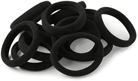 XIMA 60pcs Nylon Elastic Hair Ties Hair Ties Bands Rope No Crease Elastic Fabric Large Stretch Ponytail Holders (60pcs-Black(HT007-20))