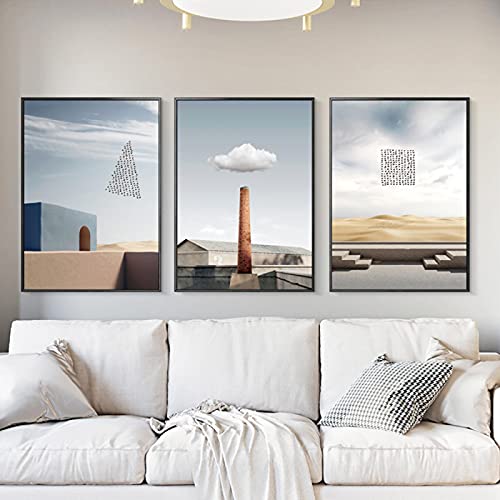 Toile affiche abstraite migration oies pour décoration murale salon scandinave 80x120cm trio