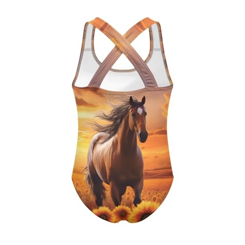 Image of WELLFLYHOM Girls' One Piece Swimsuit for Age 5-14 Cross Back Full Coverage Swimwear Sleeveless Bathing Suits