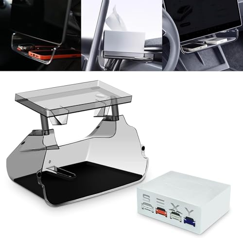 Tesla Model 3/Y Center Console Organizer with Anti-Slip Liner Tray Magnetic Behind Screen Storage Tray Dashboard Organizer Tissue Holder Compatible with Tesla Model 3(2017-2025) Model y(2020~2025)