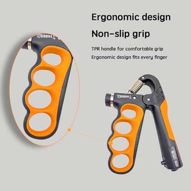 Grip Strength Trainer, Hand Grip Strengthener, Forearm Strengthener, Adjustable Resistance 11 Lbs - 220 Lbs, Ergonomic Design