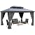 YITAHOME 10X12FT Hardtop Gazebo Outdoor Polycarbonate Patio Double Top Canopy Galvanized Iron Aluminum Column Garden Tent Curtains Netting for Backyards Decks Lawns,Gray