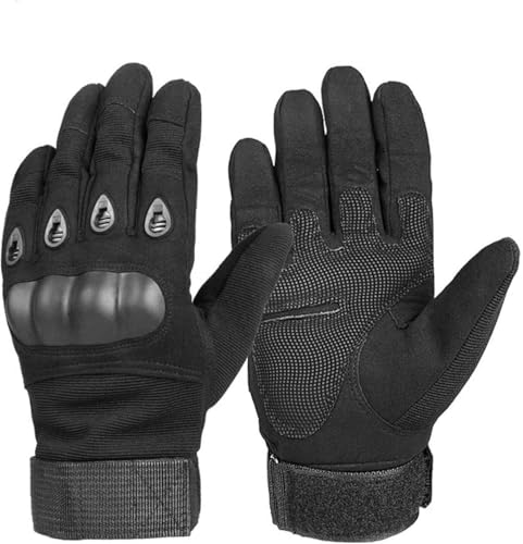 Image of Tactical Riding Gloves for Motorcycle & Bike | Full Finger Protective Sports Gloves for Biking, Shooting, Hiking, Camping & Outdoor Adventure (Black, XL)