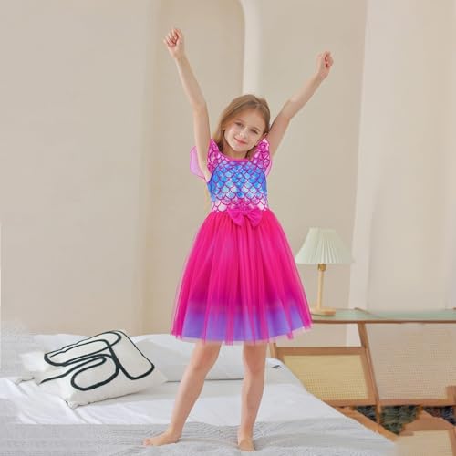 LQSZ Toddler Girls Tutu Dresses Flutter Sleeve Fluffy Party Tulle Dress for Girls 3-12 Years2